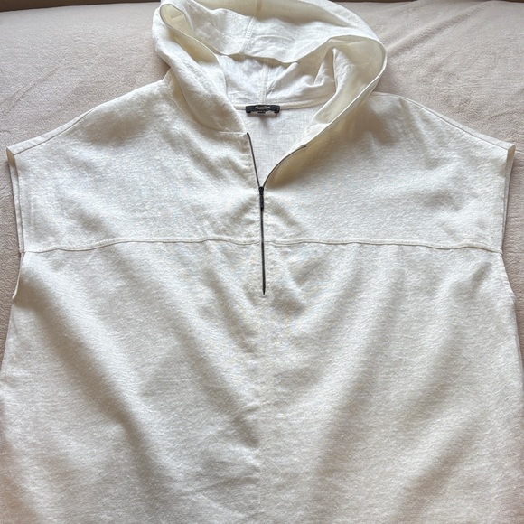 Massimo Dutti Hooded Linen Midi Dress with Pockets Oversized Coastal Minimalist - Picture 2 of 9